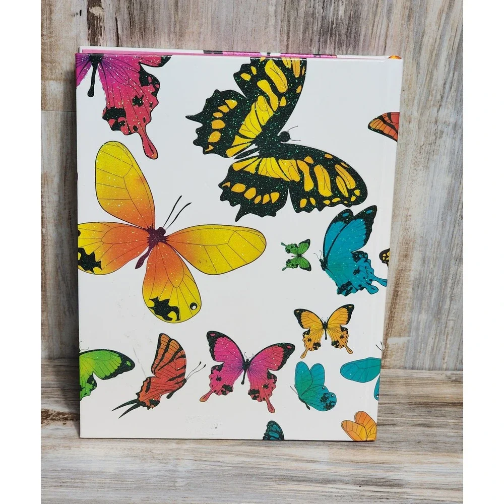 Butterfly Hardcover Journal All About My Life Die-Cut Glitter Diary Notebook